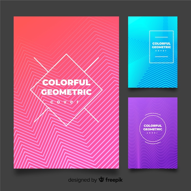 Vettore gratuito linee geometriche colorate coprono la collezione