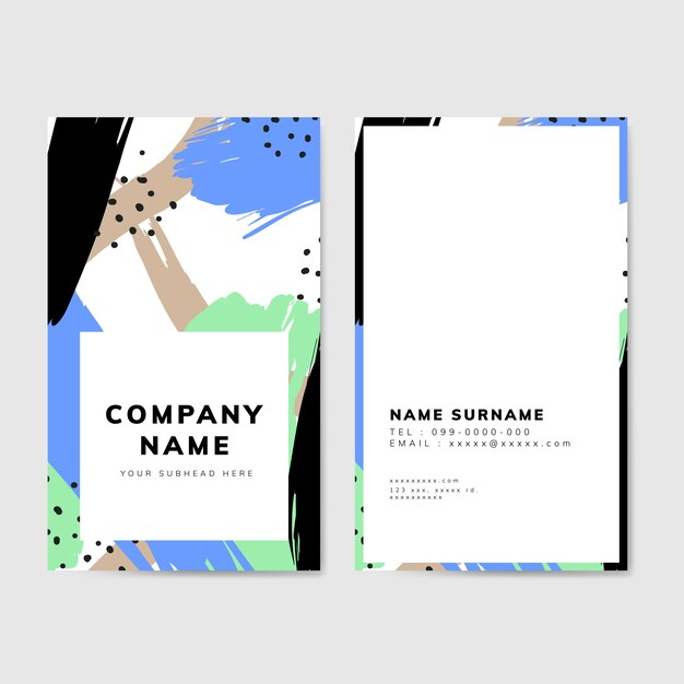 Colorful geometric Memphis style business card