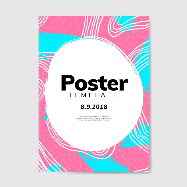 Colorful geometric Memphis style poster