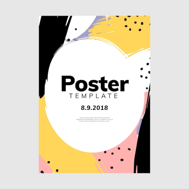 Free Colorful Geometric Memphis-Style Poster Vector Template