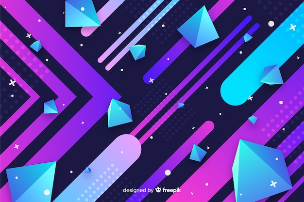 Colorful geometric models background with gradient