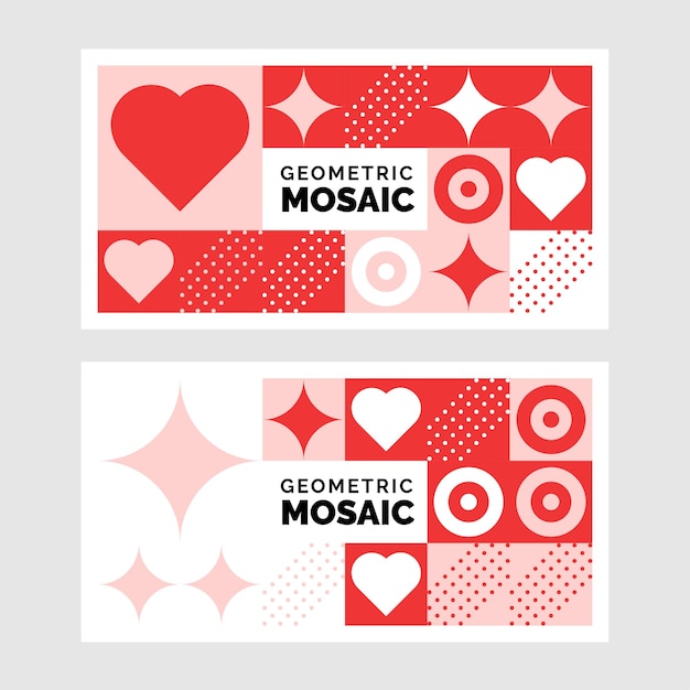 Colorful geometric mosaic banner set