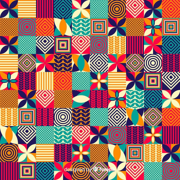 Free Download: Colorful Geometric Mosaic Tile Background Vector Template