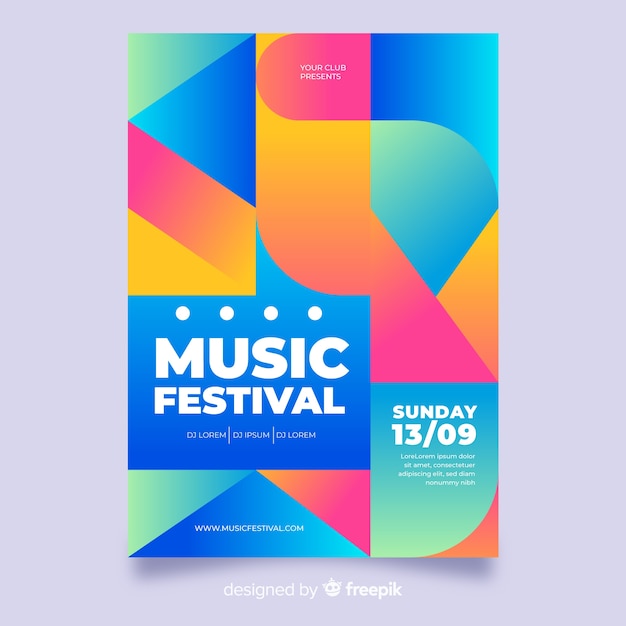 Free vector colorful geometric music poster template