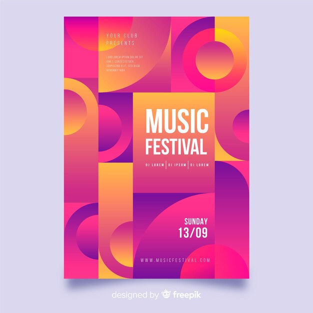 Красочный геометрический музыкальный плакат шаблон
