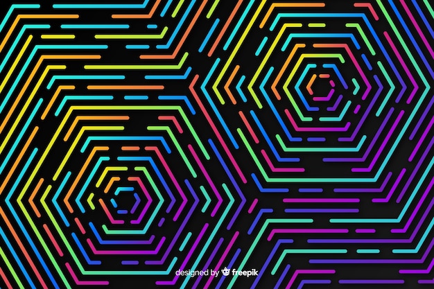 다채로운 기하학적 네온 모양 배경