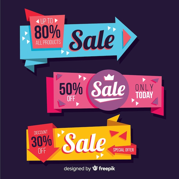 Colorful geometric sales banner pack