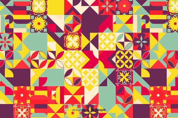 Colorful geometric shapes mosaic background