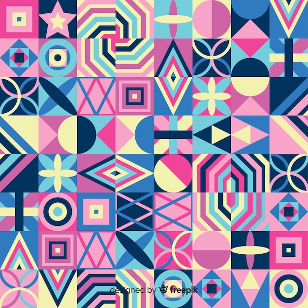 Colorful geometric shapes mosaic background