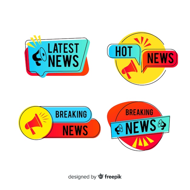 Colorful geometric shapes news banner set