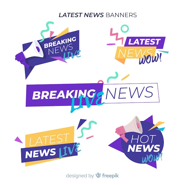 Free vector colorful geometric shapes news banner set