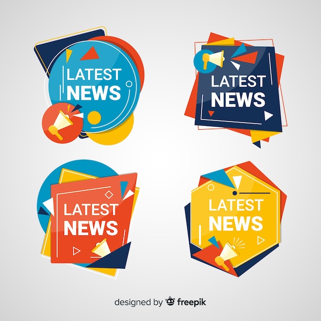 Colorful geometric shapes news banner set