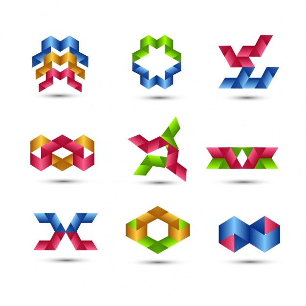 Free vector colorful geometrical logo collection