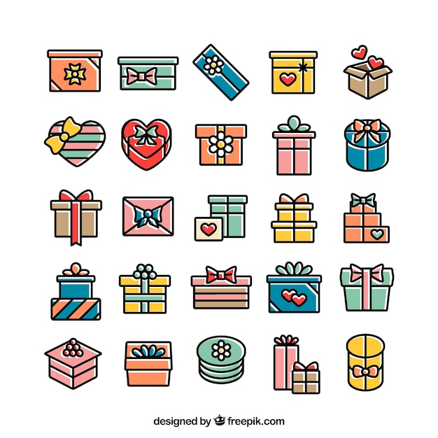 Free vector colorful gift boxes icons