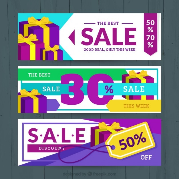 Colorful gifts sale banners