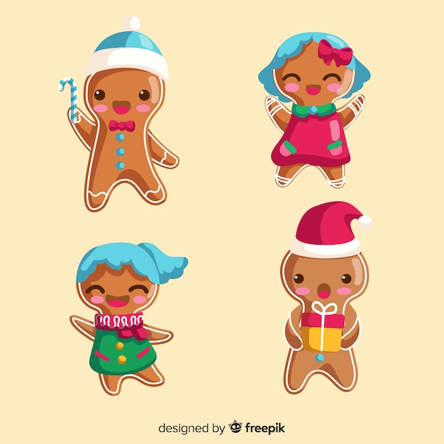 Free vector colorful gingerbread collection