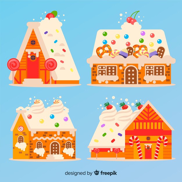 Colorful gingerbread house collection