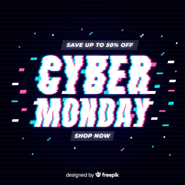 Free vector colorful glitch cyber monday