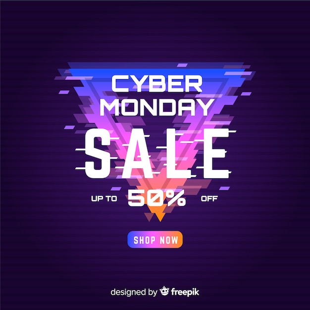 Free vector colorful glitch cyber monday