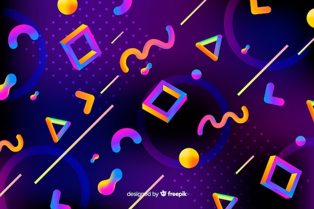 Free vector colorful gradient 3d shapes background