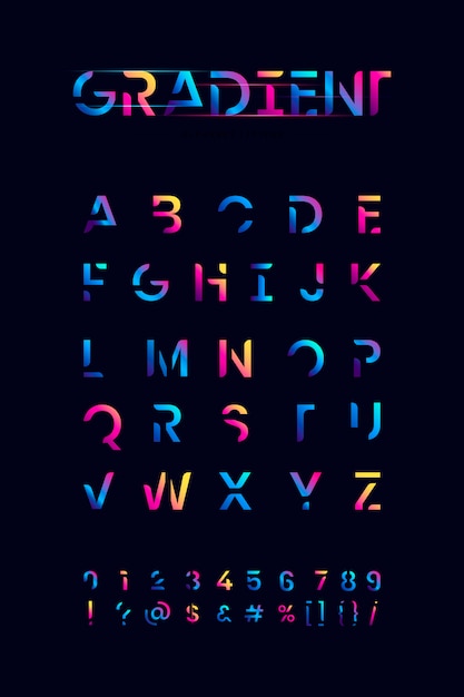 Free vector colorful gradient alphabet set