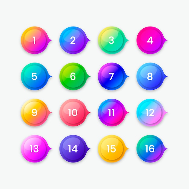 Free vector colorful gradient button collection