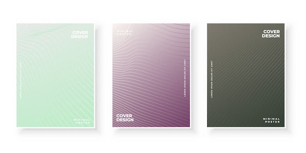 Free vector colorful gradient covers with line pattern design set