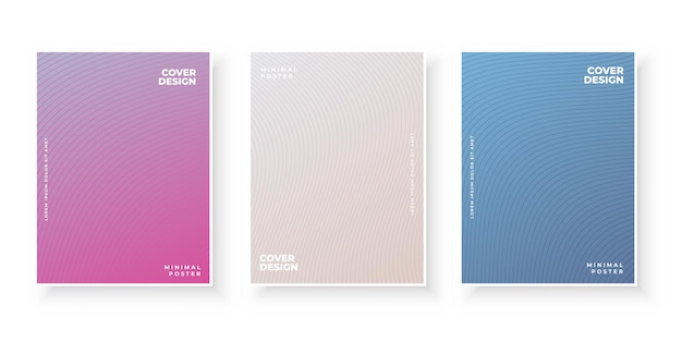 Free vector colorful gradient covers with line pattern design set