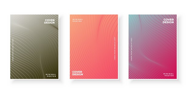 Colorful gradient covers with line pattern set