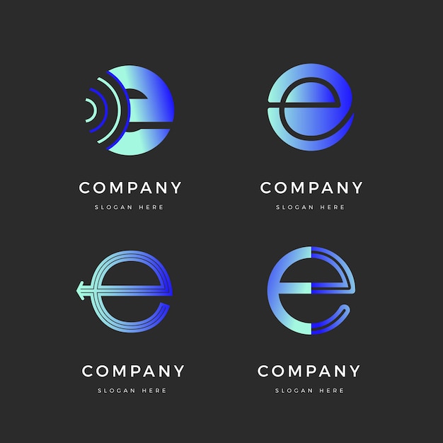 Colorful gradient e logo set