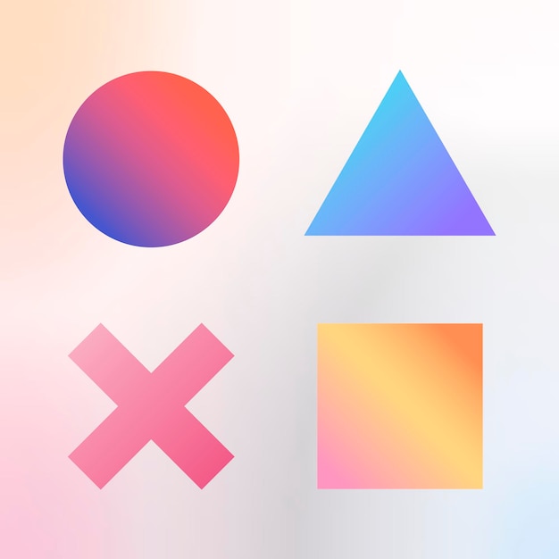 Colorful gradient geometric shapes set vector