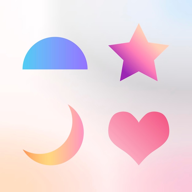 Colorful gradient geometric shapes set vector