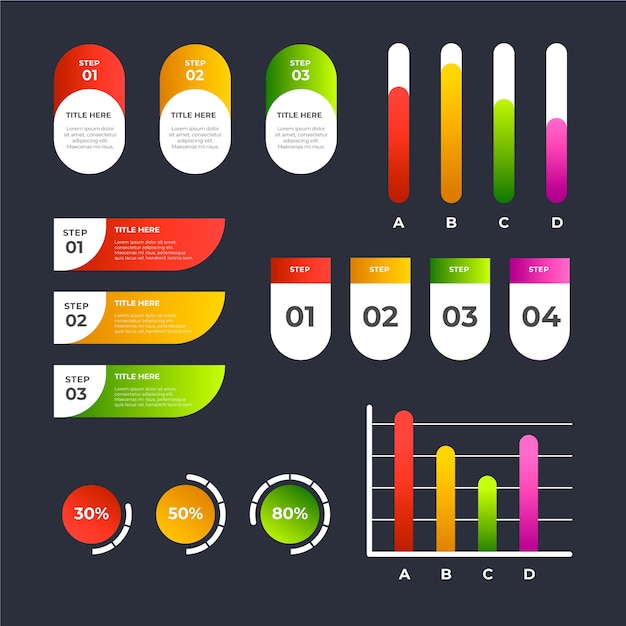 Colorful gradient infographic elements