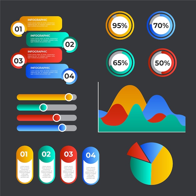 Free vector colorful gradient infographic elements