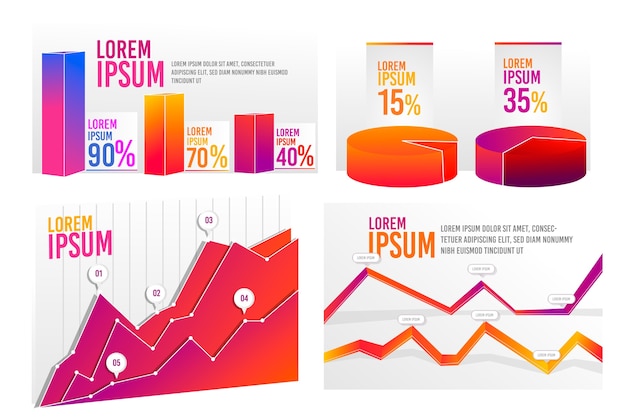 Pack di infografica gradiente colorato