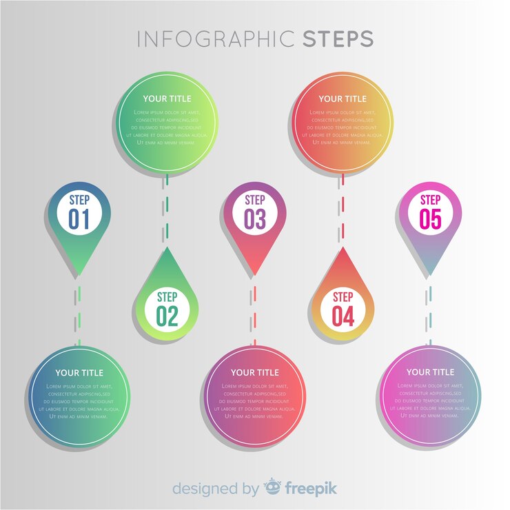 무료 Vector 화려한 그라데이션 infographic 단계 개념