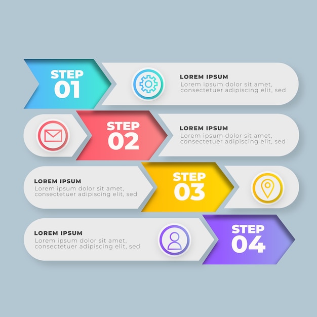 Free vector colorful gradient infographic steps