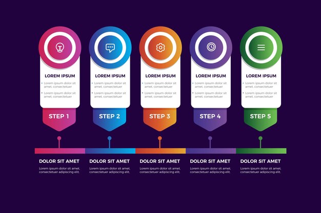 Colorful gradient infographic steps