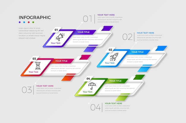 무료 벡터 다채로운 그라데이션 infographic 단계