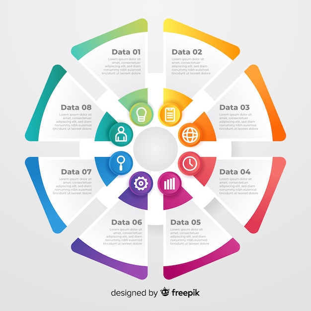 Modello infografica gradiente colorato