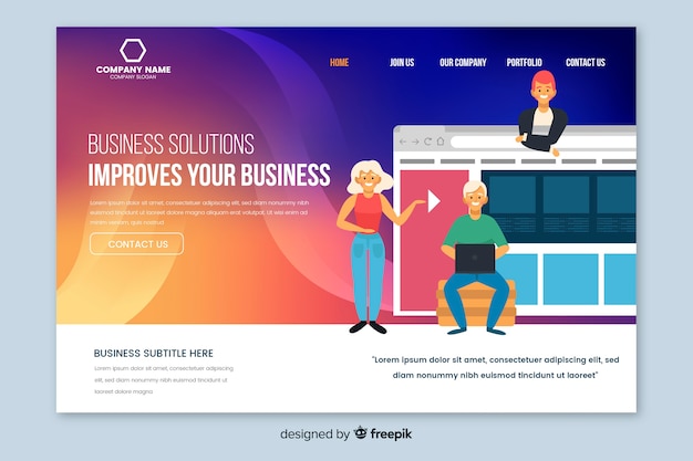 Colorful gradient landing page template