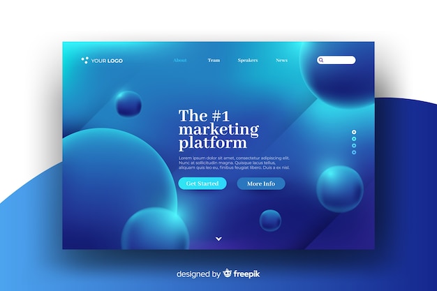 Free vector colorful gradient landing page template