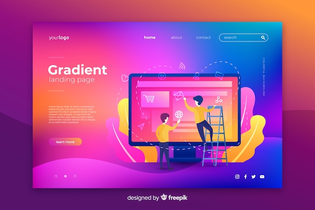 Colorful gradient landing page template