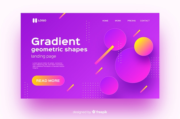 無料ベクター 幾何学的形状を持つカラフルなグラデーションランディングページ