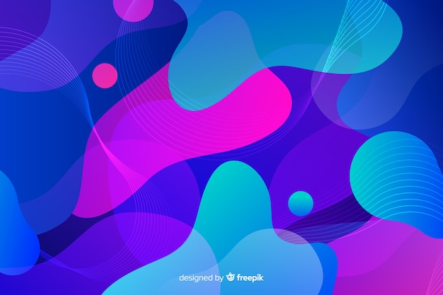 Colorful gradient liquid shapes mixing