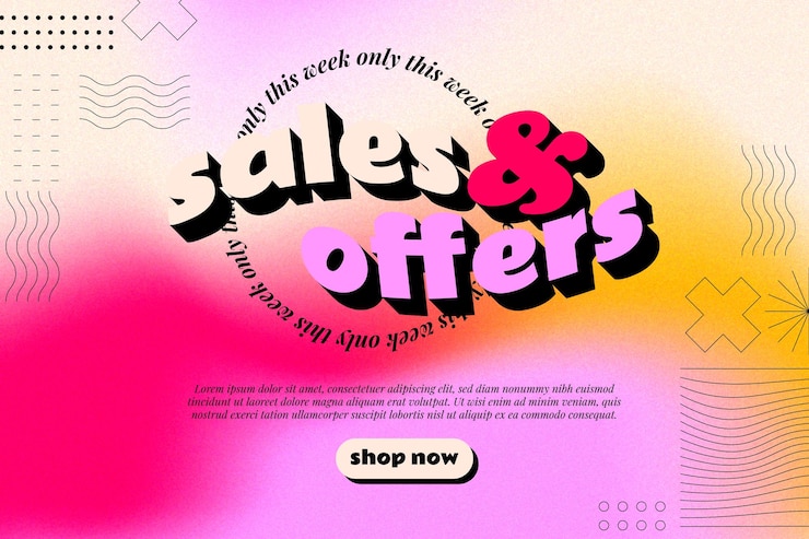 Free Vector colorful gradient mesh with a grainy texture sale background