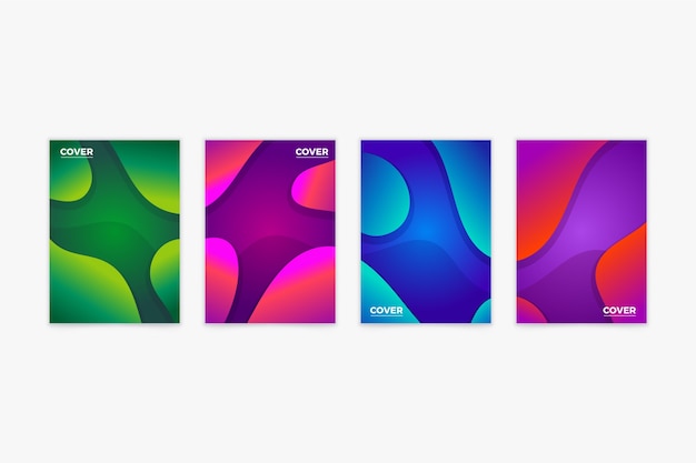 Colorful Gradient Shapes Cover Collection – Free Vector Templates