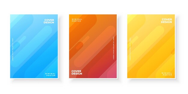 Colorful gradient texture for minimal cover design set