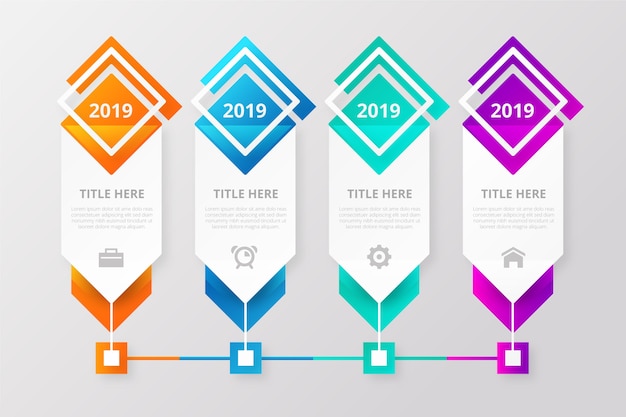 Timeline di gradiente colorato infografica