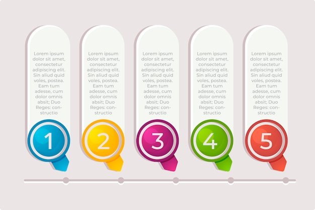 Timeline di gradiente colorato infografica